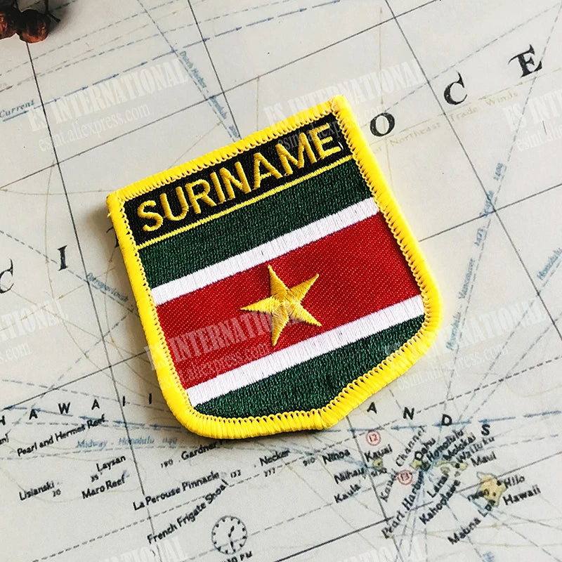 SURINAME National Flag Embroidery Patches and Metal Flag Lapel Pin SURINAME