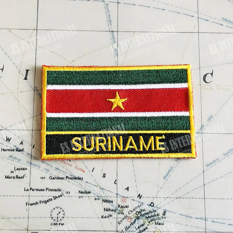 SURINAME National Flag Embroidery Patches and Metal Flag Lapel Pin SURINAME