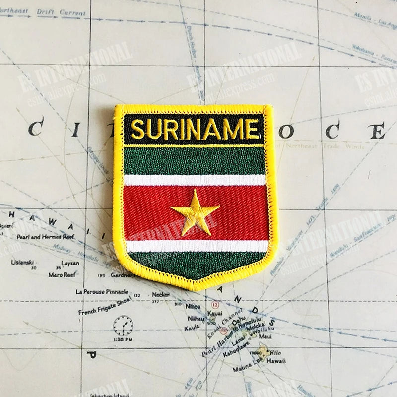 SURINAME National Flag Embroidery Patches and Metal Flag Lapel Pin SURINAME