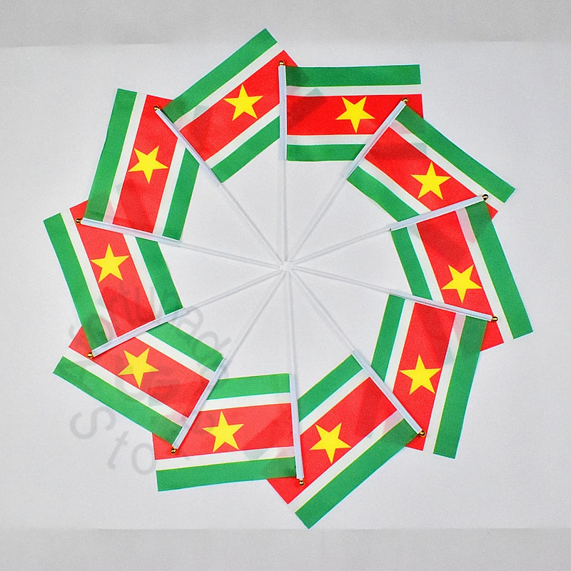 10 STUKS   Suriname 14*21 cm Banner Hand waving Flag  National Flag for meet,Parade,party.Hanging,decoration