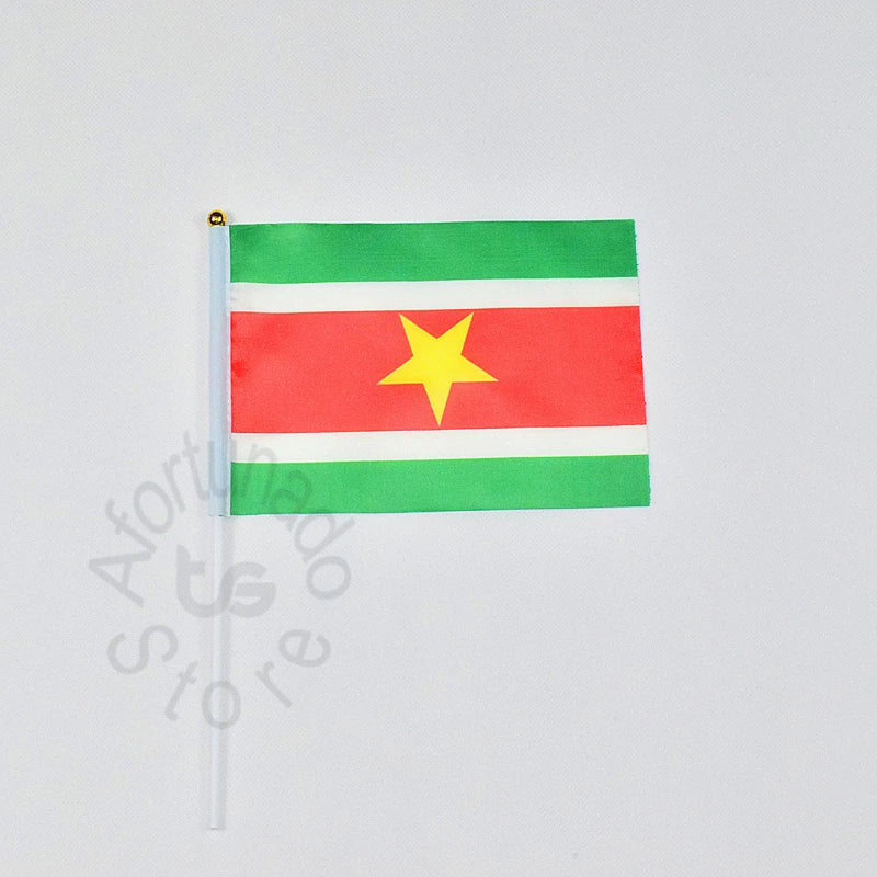 10 STUKS   Suriname 14*21 cm Banner Hand waving Flag  National Flag for meet,Parade,party.Hanging,decoration