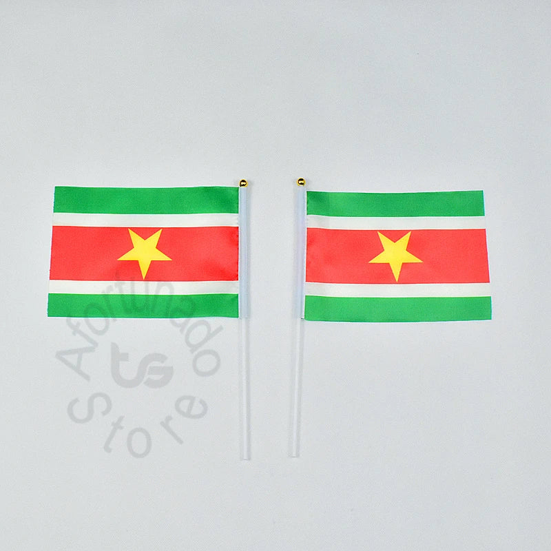 10 STUKS   Suriname 14*21 cm Banner Hand waving Flag  National Flag for meet,Parade,party.Hanging,decoration