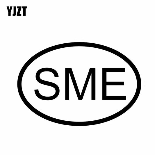 YJZT 13.5CM*9.2CM VINYL DECAL CAR STICKER SME SURINAME COUNTRY CODE OVAL Black Silver C10-01352