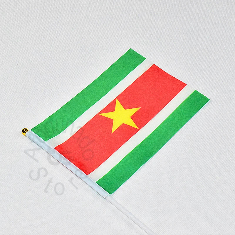 10 STUKS   Suriname 14*21 cm Banner Hand waving Flag  National Flag for meet,Parade,party.Hanging,decoration