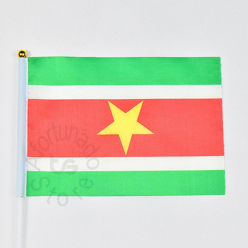 10 STUKS   Suriname 14*21 cm Banner Hand waving Flag  National Flag for meet,Parade,party.Hanging,decoration