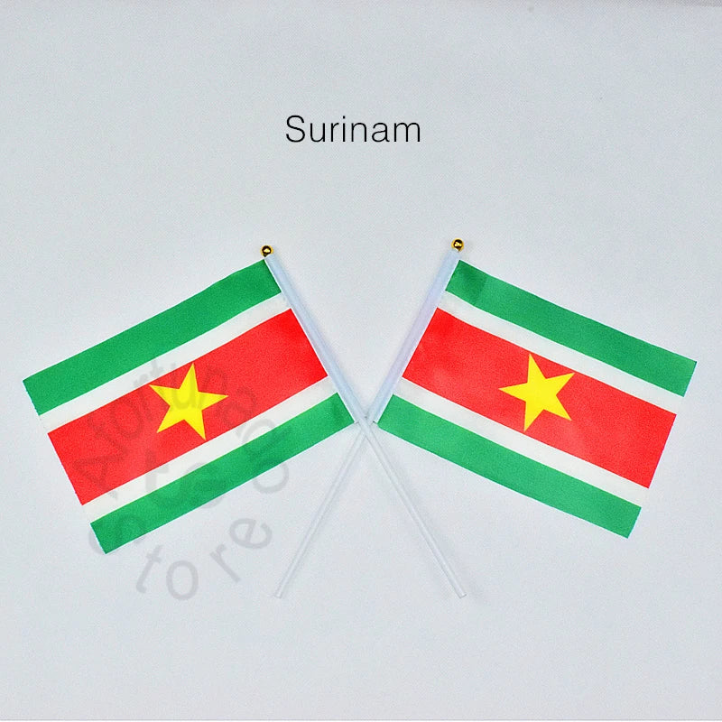 10 STUKS   Suriname 14*21 cm Banner Hand waving Flag  National Flag for meet,Parade,party.Hanging,decoration