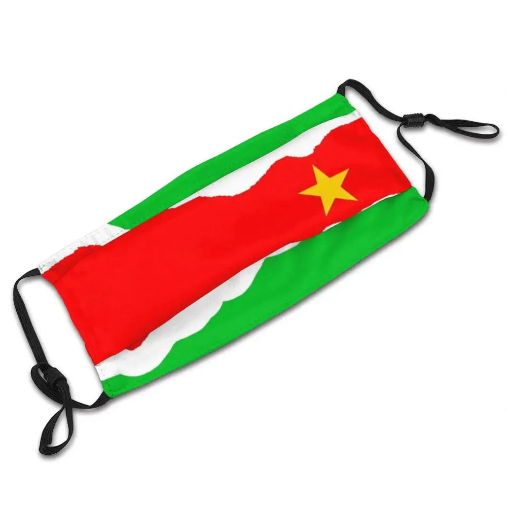 Surinamese Flag , Off Center Funny Print Reusable Pm2.2704 Filter Face Mask Suriname Sranang Flag Nation Country South America