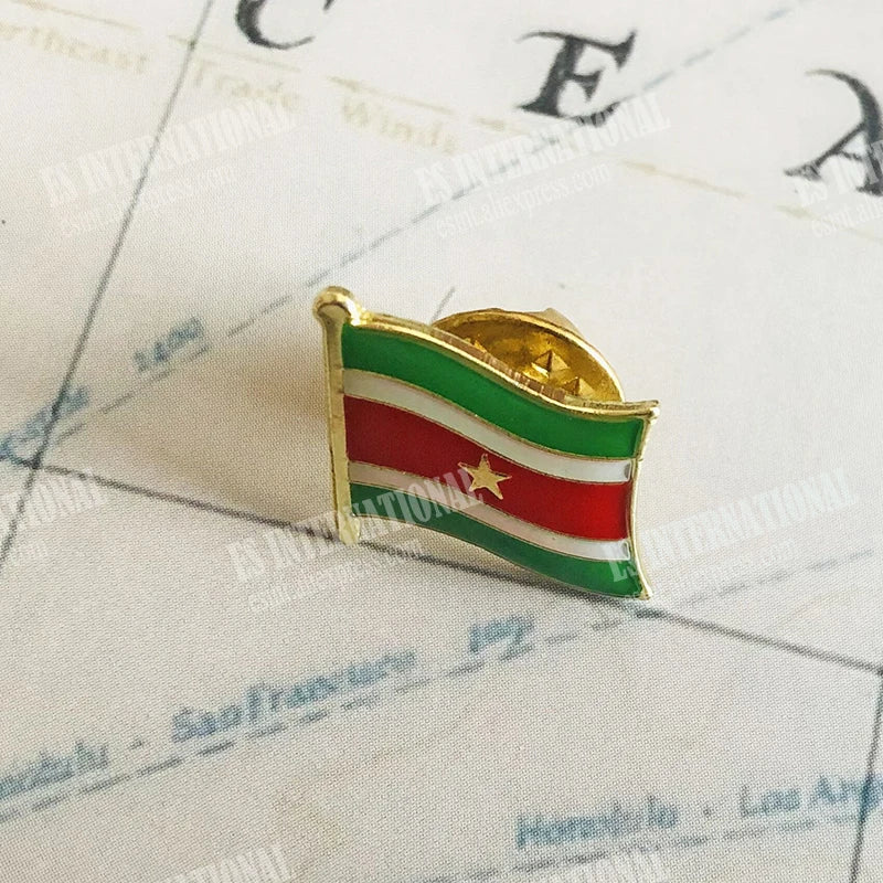 SURINAME National Flag Embroidery Patches and Metal Flag Lapel Pin SURINAME