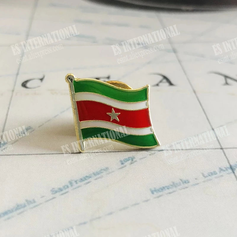 SURINAME National Flag Embroidery Patches and Metal Flag Lapel Pin SURINAME