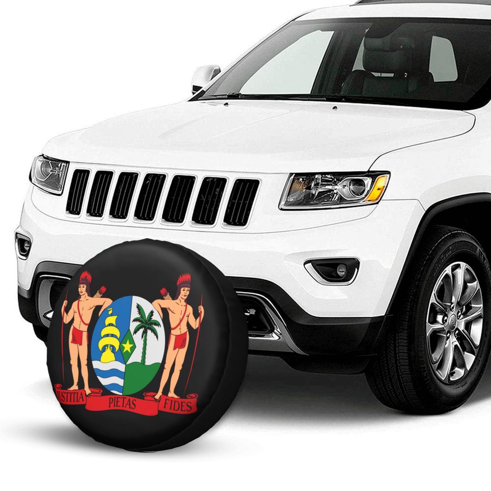 Custom Coat Of Arms Of Suriname Spare Tire Cover for Toyota Land Cruiser 4WD 4x4 SUV Car Wheel Protectors