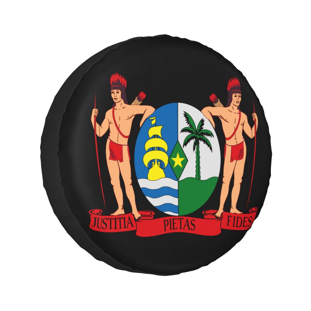 Custom Coat Of Arms Of Suriname Spare Tire Cover for Toyota Land Cruiser 4WD 4x4 SUV Car Wheel Protectors