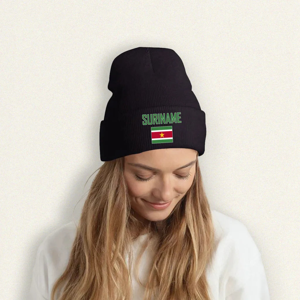 Suriname Country Flag Top Print Men Women Unisex Knitted Hat Winter Autumn Beanie Cap Warm Bonnet