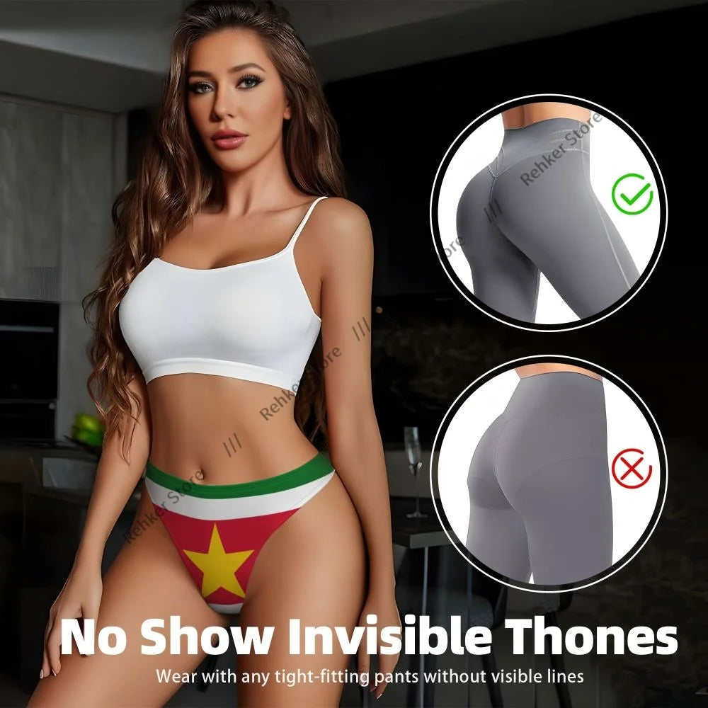 Thongs For Women V Waist G-String Panties Flag Of Suriname Underwear Breathable Underpants