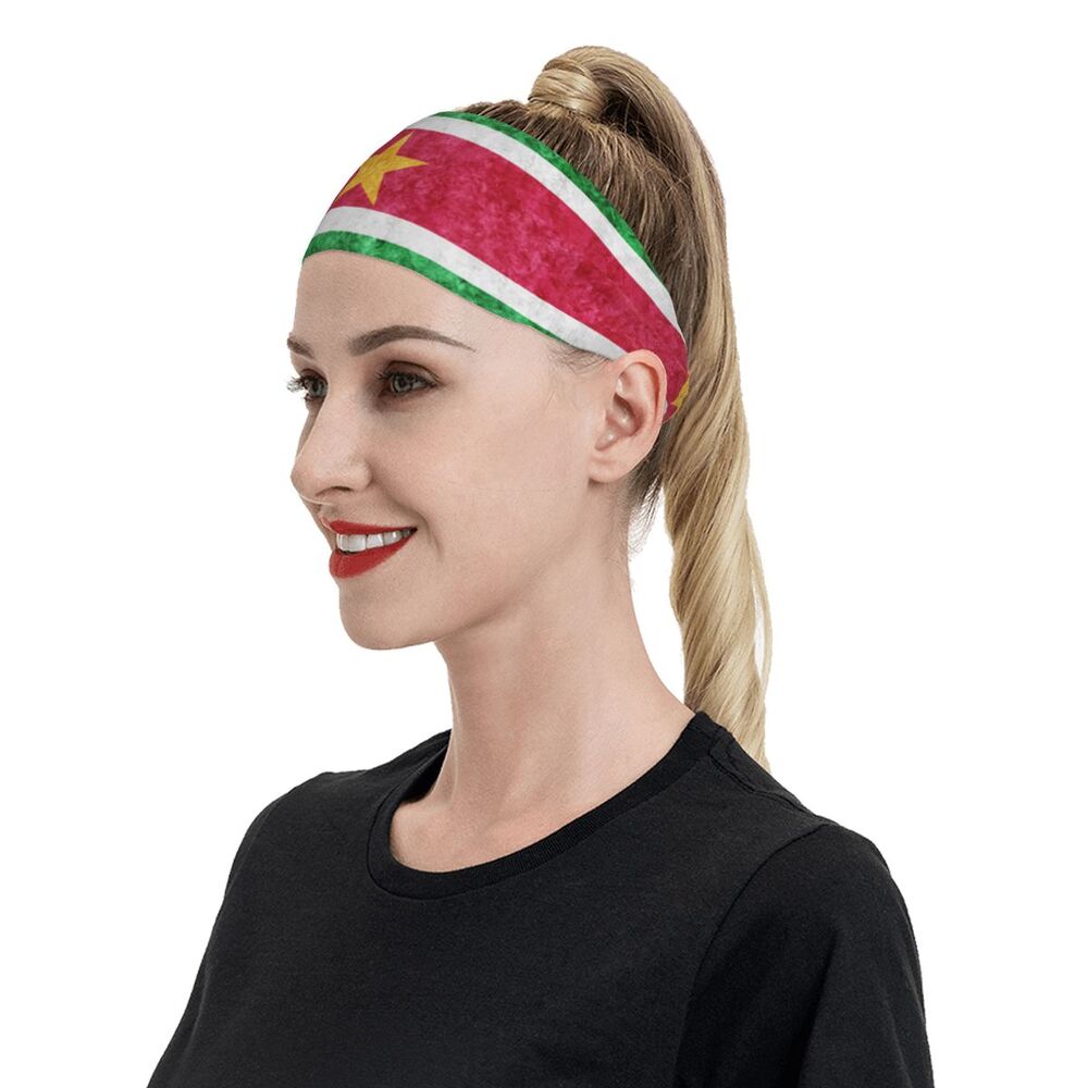 Sports Headband Suriname Flag Grunge Running Fitness Sweatband Absorbent Cycling Jog Hair Bandage