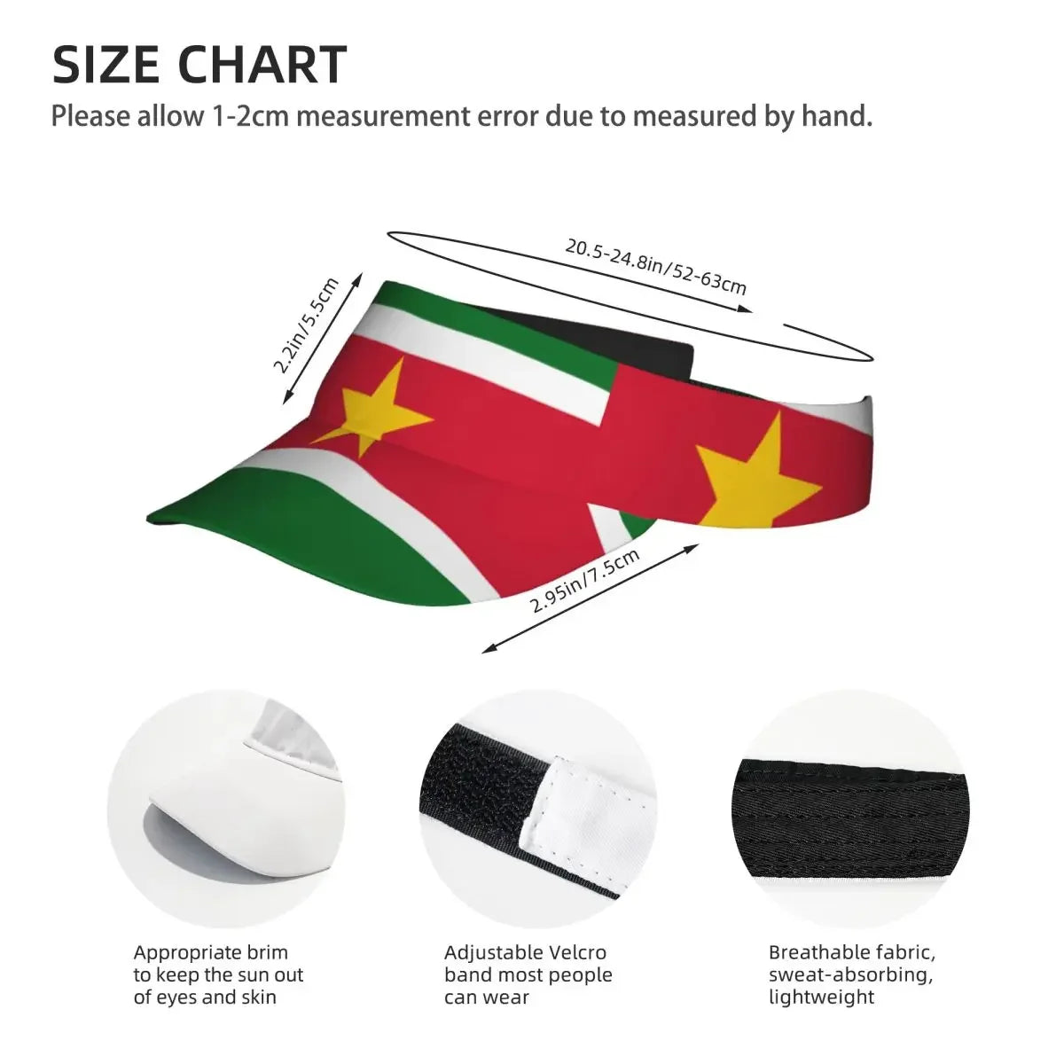 Flag Of Suriname Summer Air Sun Hat Visor UV Protection Top Empty Sports Golf Running Sunscreen Cap