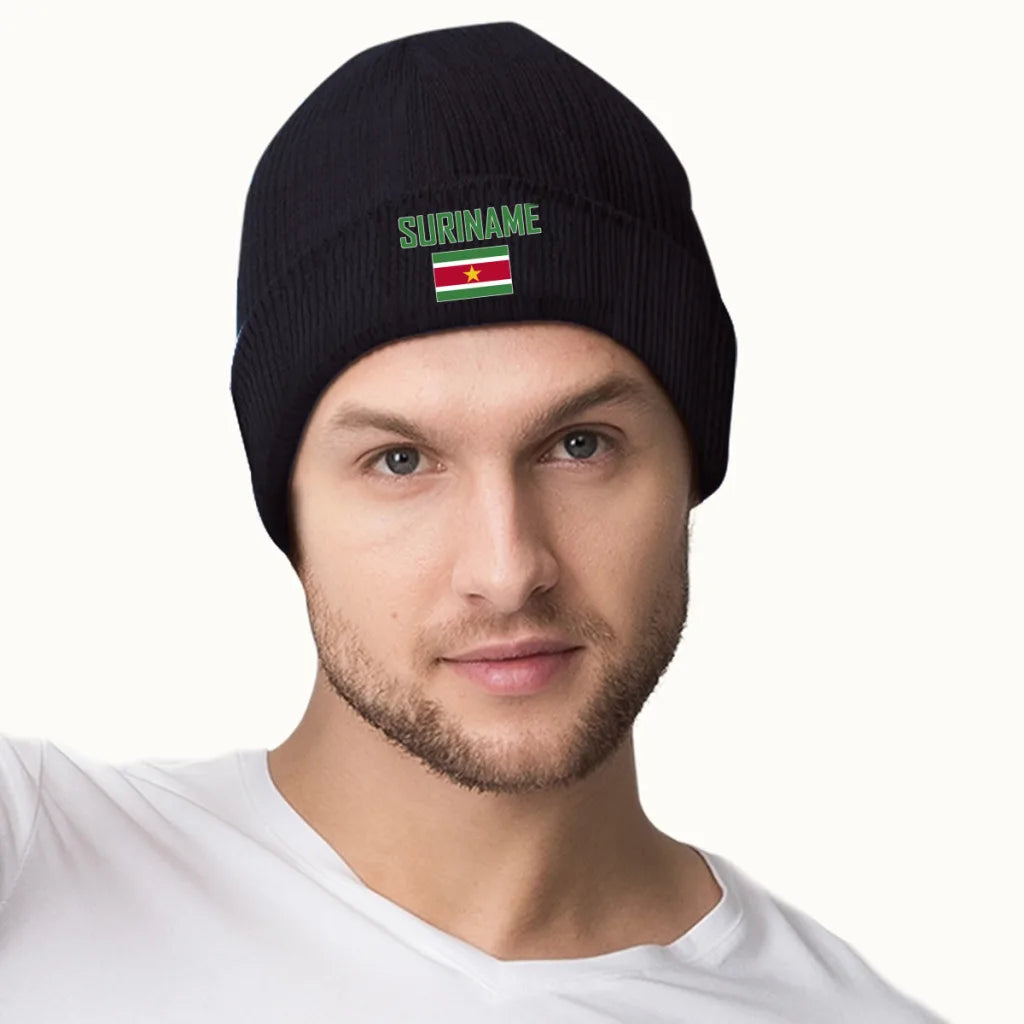 Suriname Country Flag Top Print Men Women Unisex Knitted Hat Winter Autumn Beanie Cap Warm Bonnet