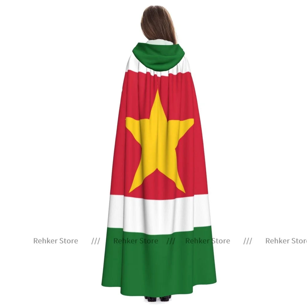 Flag Of Suriname Hooded Cloak Capes Long Robes Jackets Coat Carnival