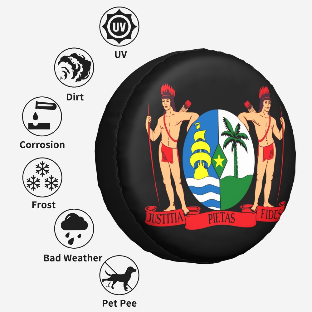 Custom Coat Of Arms Of Suriname Spare Tire Cover for Toyota Land Cruiser 4WD 4x4 SUV Car Wheel Protectors