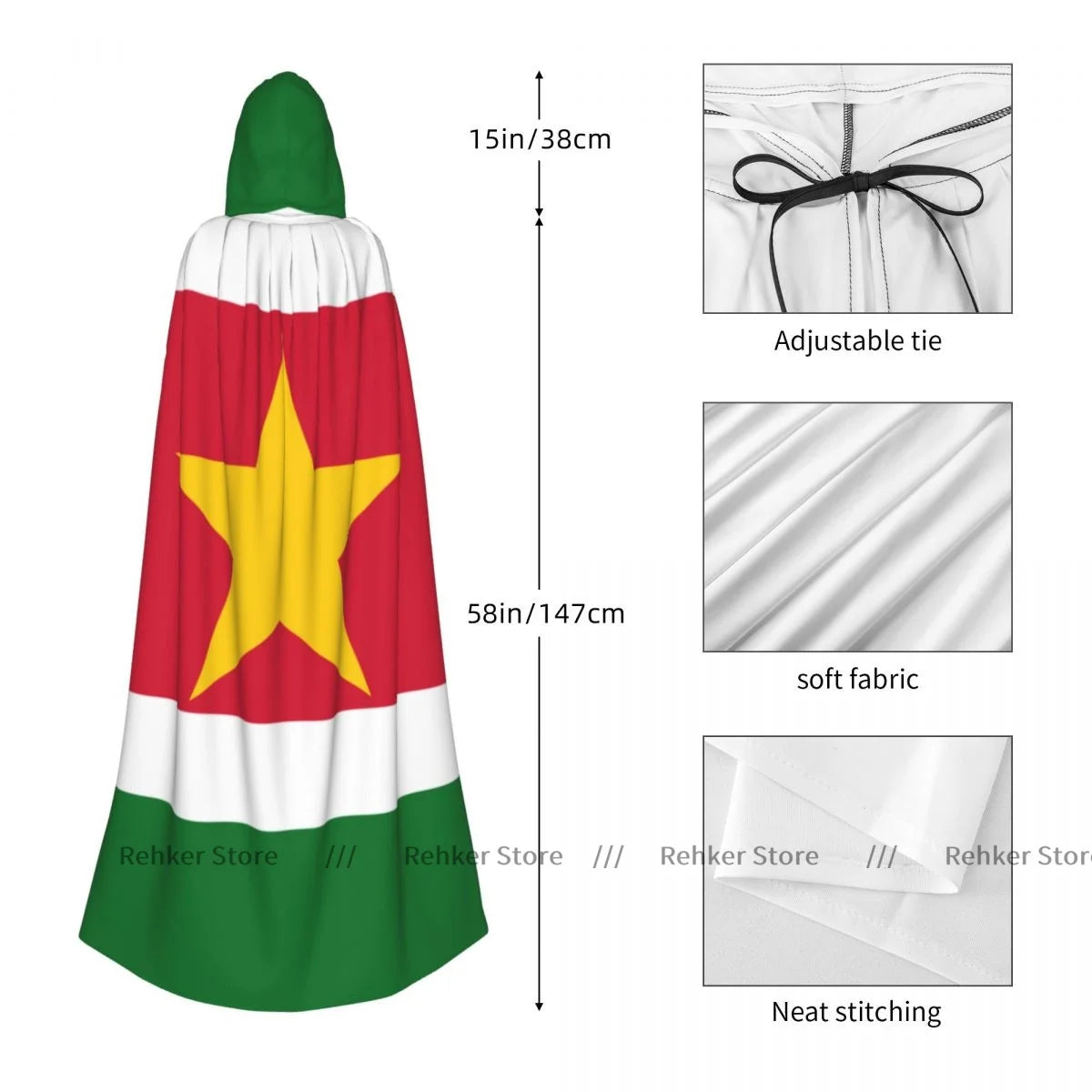 Flag Of Suriname Hooded Cloak Capes Long Robes Jackets Coat Carnival