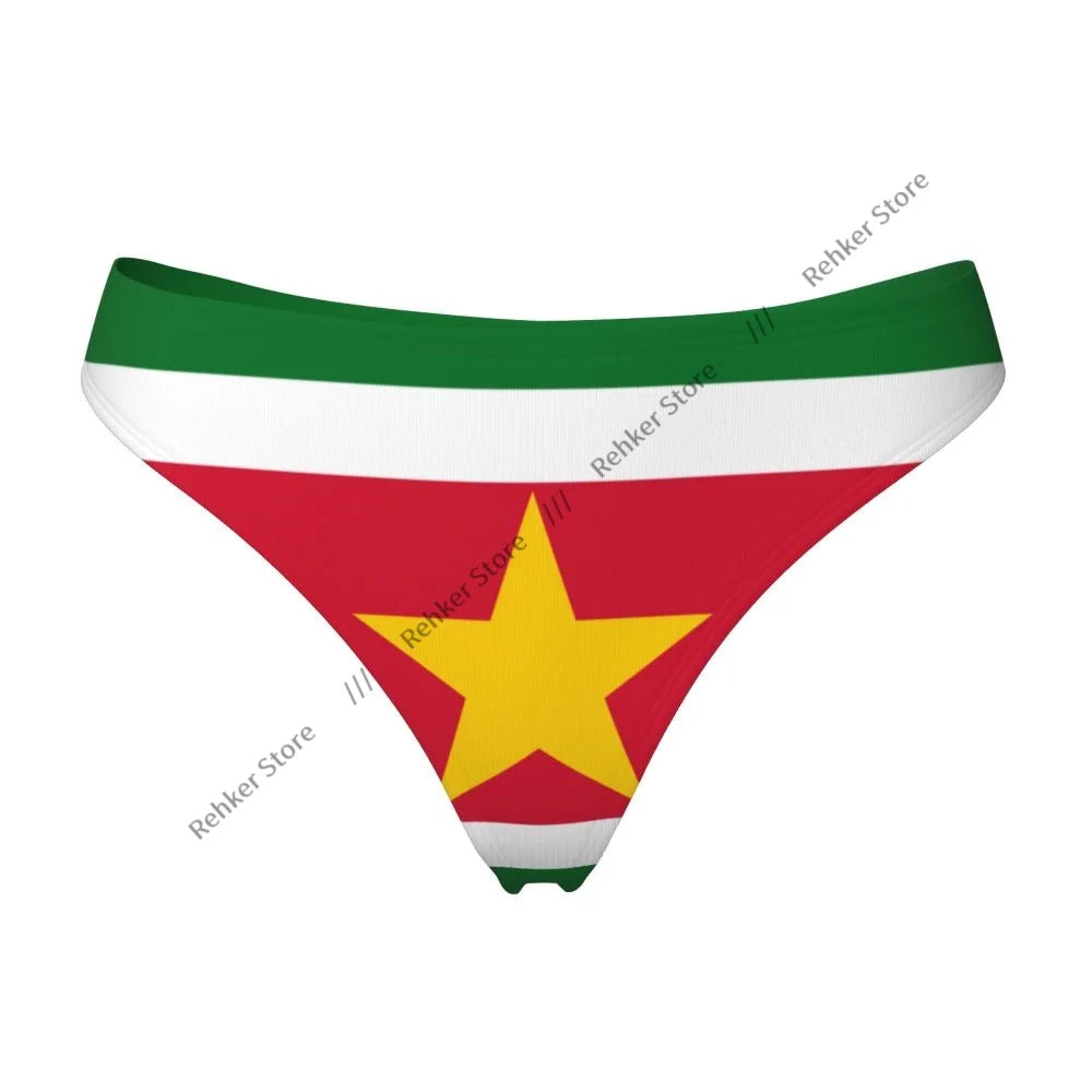 Thongs For Women V Waist G-String Panties Flag Of Suriname Underwear Breathable Underpants