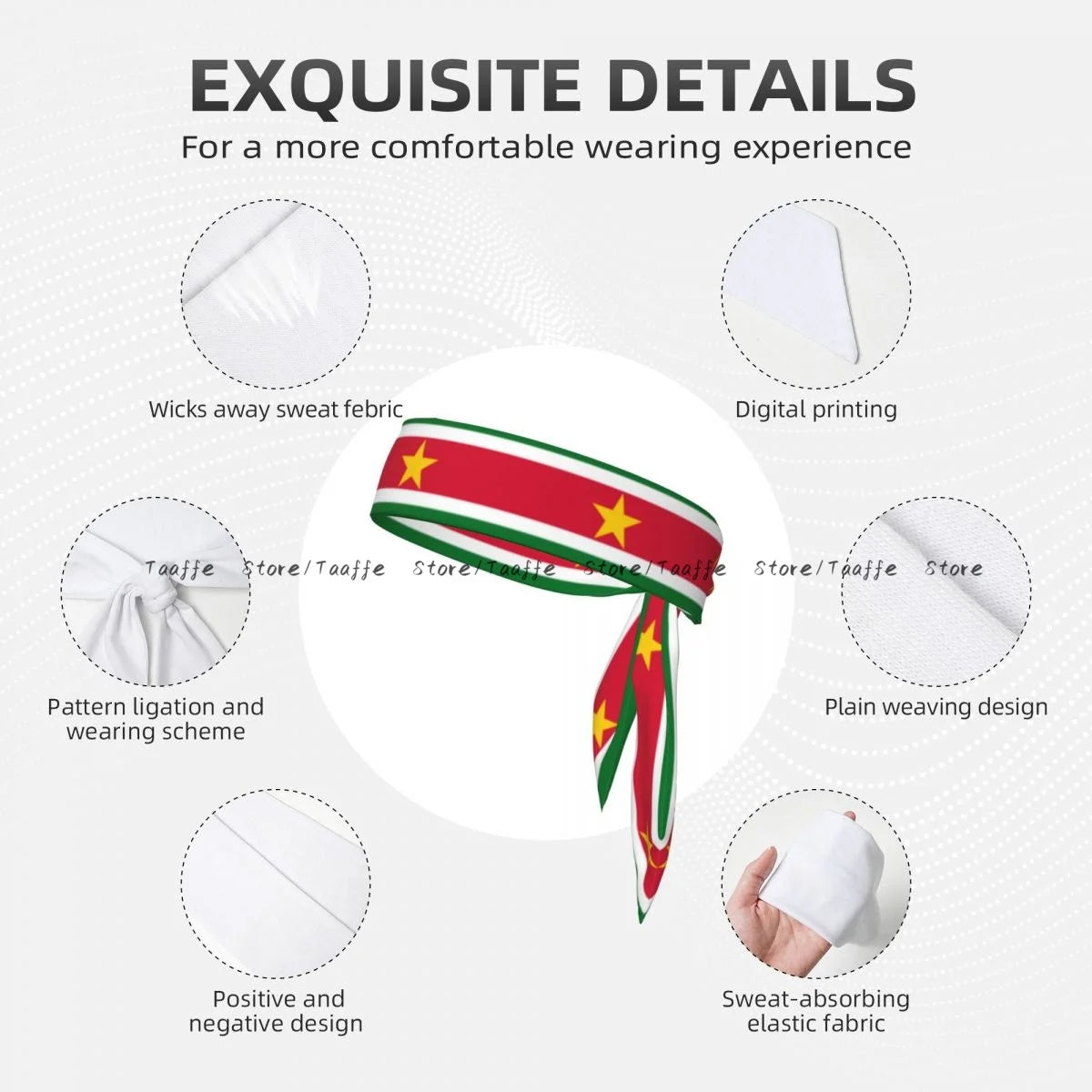 Flag Of Suriname Bandanas Hairband Head Tie Sports Headband for Running Tennis Karate Athletics Brief Style