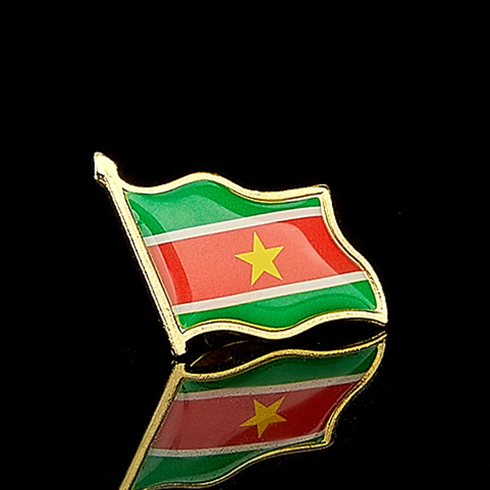 South American The Republic of Suriname Enamel Brooch Gold Plated Lapel Pins Shirt Collar Badge Unisex Jewelry Gift