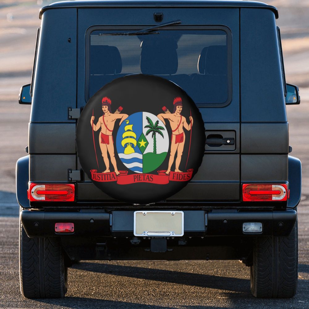 Custom Coat Of Arms Of Suriname Spare Tire Cover for Toyota Land Cruiser 4WD 4x4 SUV Car Wheel Protectors