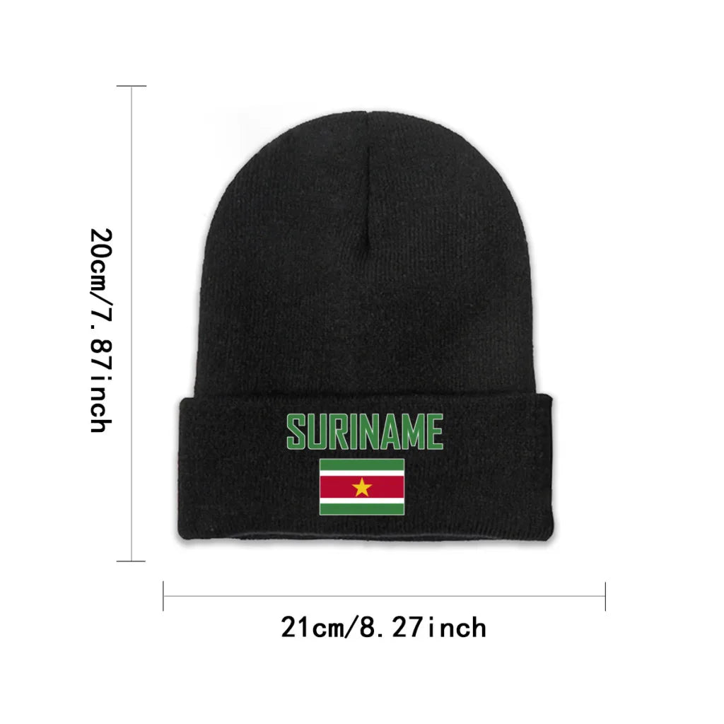 Suriname Country Flag Top Print Men Women Unisex Knitted Hat Winter Autumn Beanie Cap Warm Bonnet