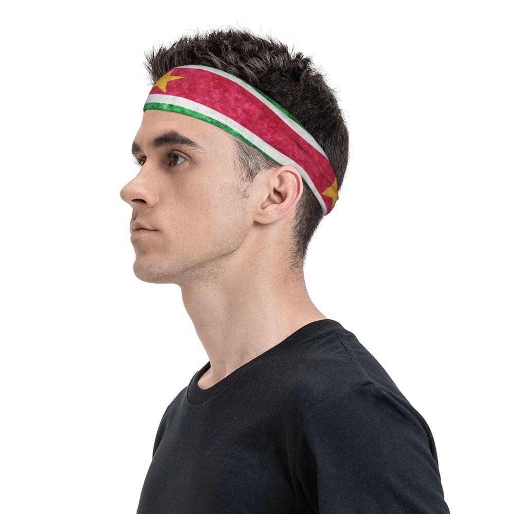 Sports Headband Suriname Flag Grunge Running Fitness Sweatband Absorbent Cycling Jog Hair Bandage