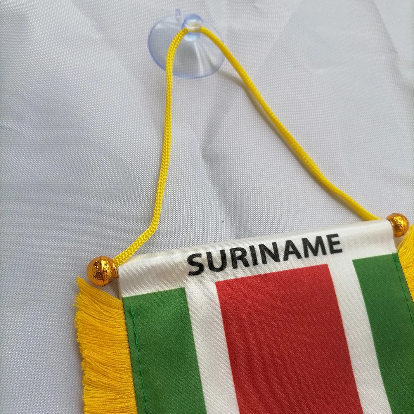 South America Republiek Suriname Flag 4x6in satin printed-with suction cup for hanging car flag pennants