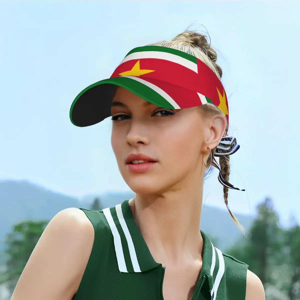 Flag Of Suriname Summer Air Sun Hat Visor UV Protection Top Empty Sports Golf Running Sunscreen Cap