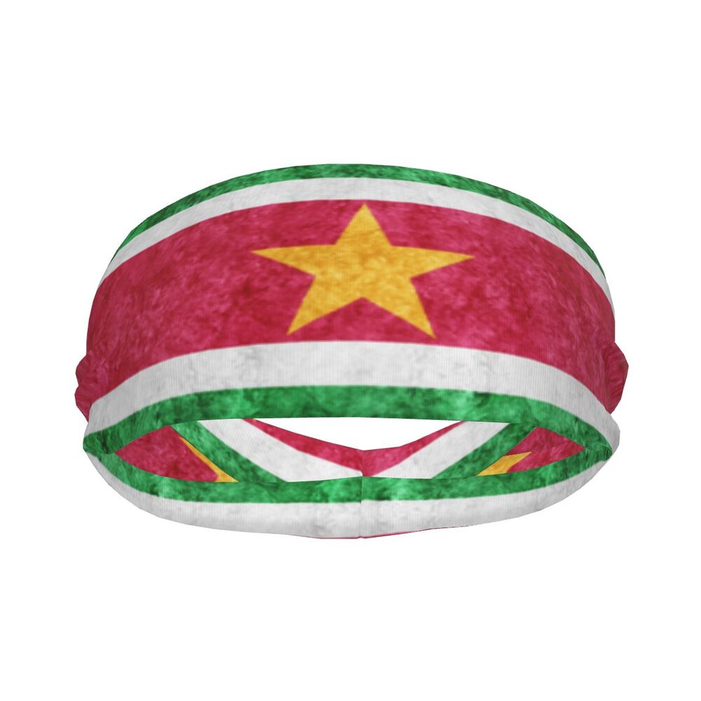 Sports Headband Suriname Flag Grunge Running Fitness Sweatband Absorbent Cycling Jog Hair Bandage