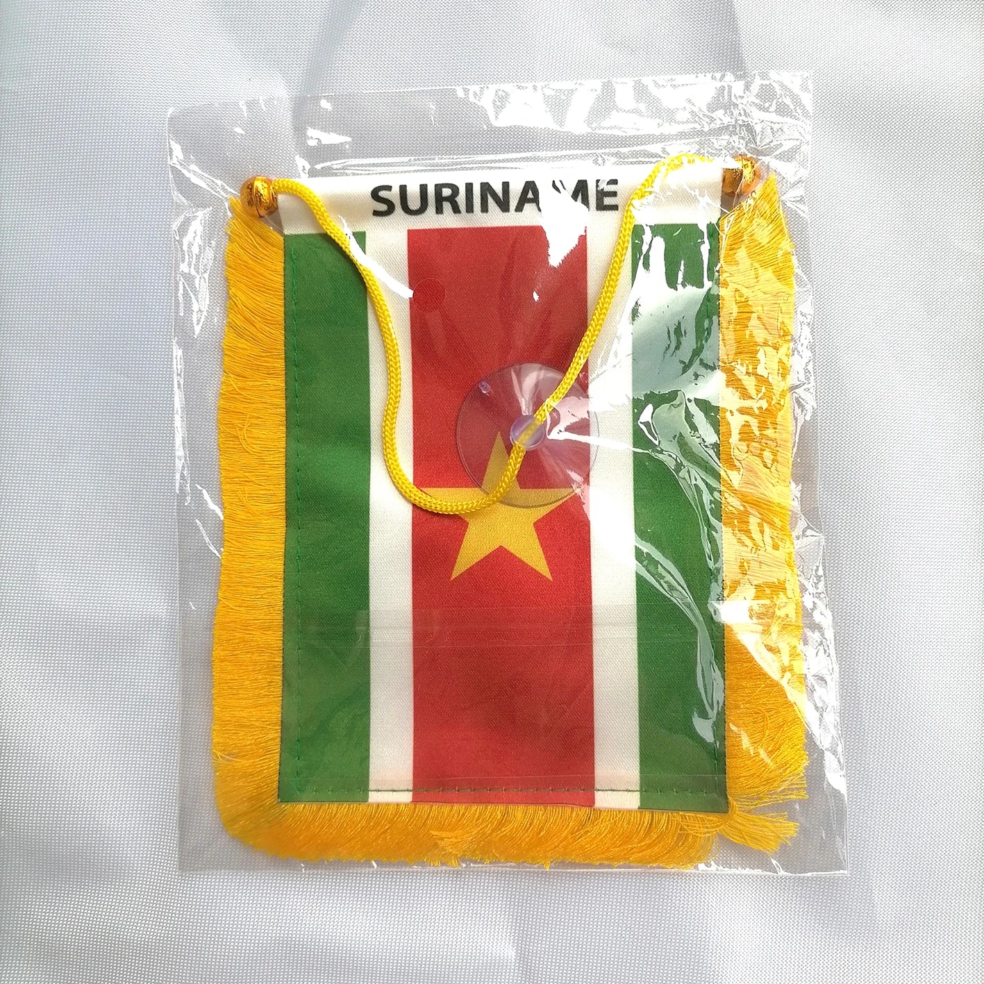 South America Republiek Suriname Flag 4x6in satin printed-with suction cup for hanging car flag pennants