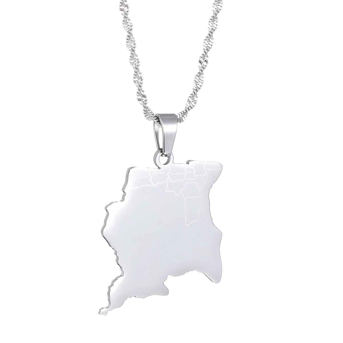 Suriname Map With City Pendant Necklaces Sranan Sarnam Jewelry